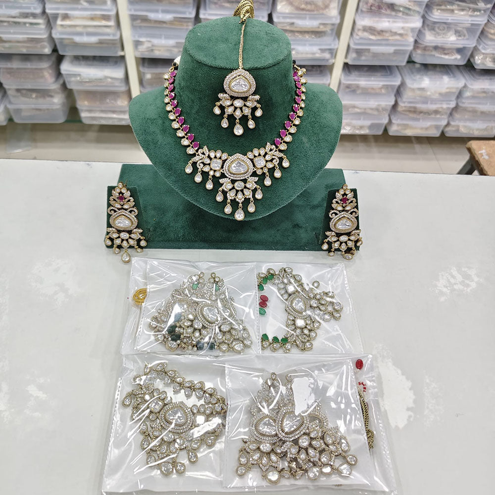 Rajwadi Collection Regal Polki Kundan Stone Festive Necklace Set