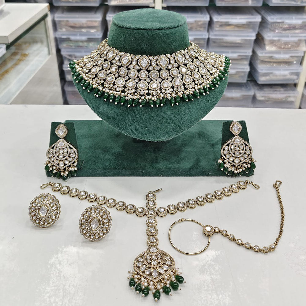 Rajwadi Collection Royal Polki Kundan Beaded Semi Bridal Jewellery Set