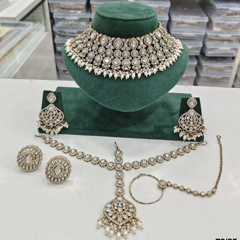 Rajwadi Collection Royal Polki Kundan Beaded Semi Bridal Jewellery Set