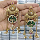 Rajwadi Collection Royal Kashmiri Long Pota Stone And Ghungroo Dangler Earrings