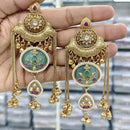 Rajwadi Collection Royal Kashmiri Long Pota Stone And Ghungroo Dangler Earrings