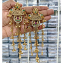 Rajwadi Collection Royal Kashmiri Long Pota Stone And Ghungroo Dangler Earrings