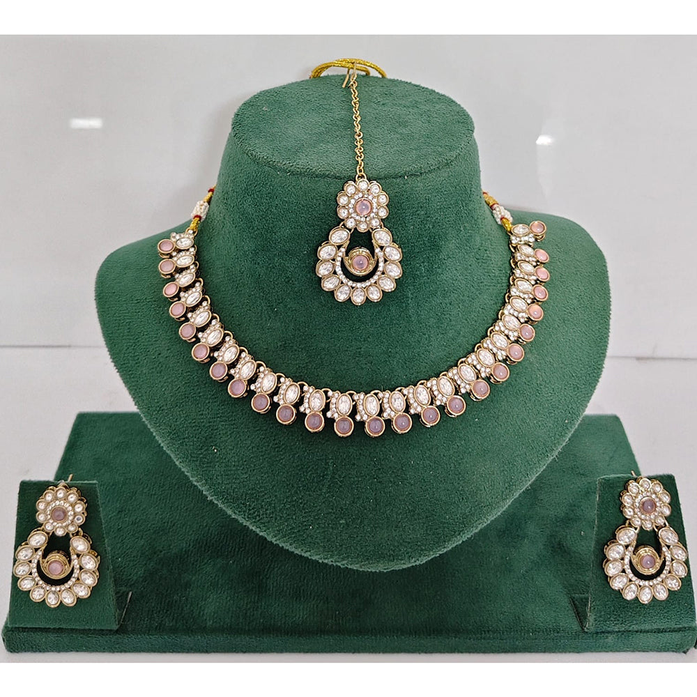 Rajwadi Collection Heritage Pota Stone Necklace Set