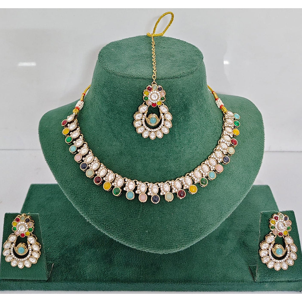 Rajwadi Collection Heritage Pota Stone Necklace Set