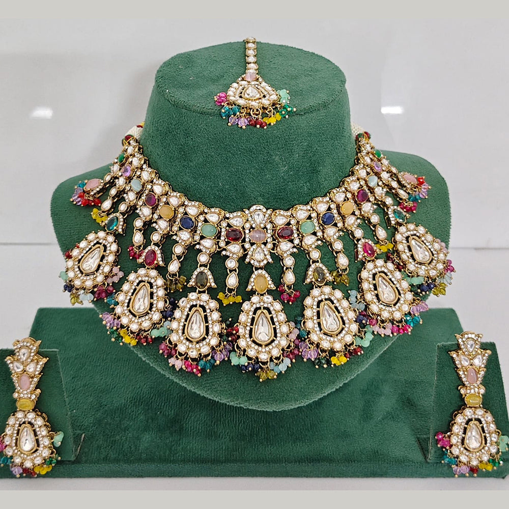 Rajwadi Collection Heritage Pota And Austrian Stone Beads Necklace Set