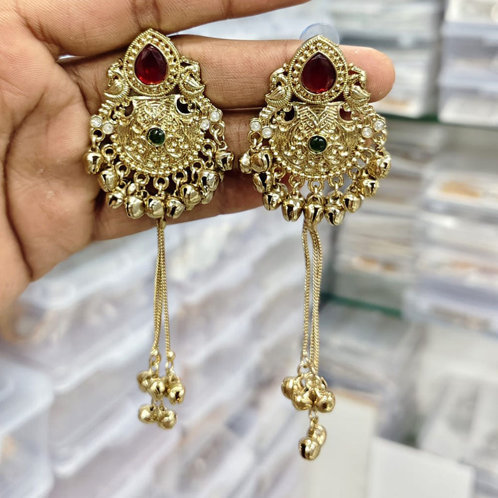 Rajwadi Collection Royal Pota Stone Ghungroo Dangler Earrings