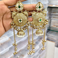 Rajwadi Collection Royal Pota Stone And Pearl Ghungroo Jhumki Earrings