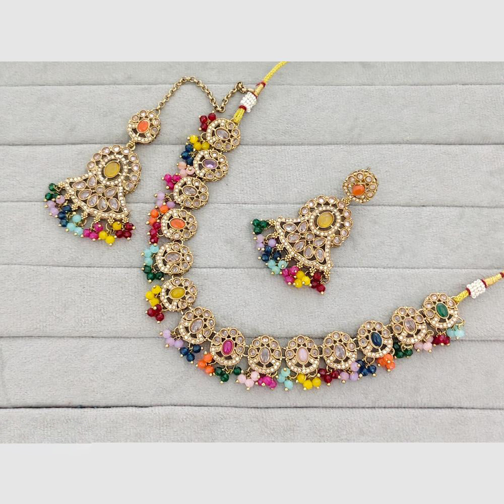 Rajwadi Collection Traditional Crystal Stone And Pearl Necklace Set
