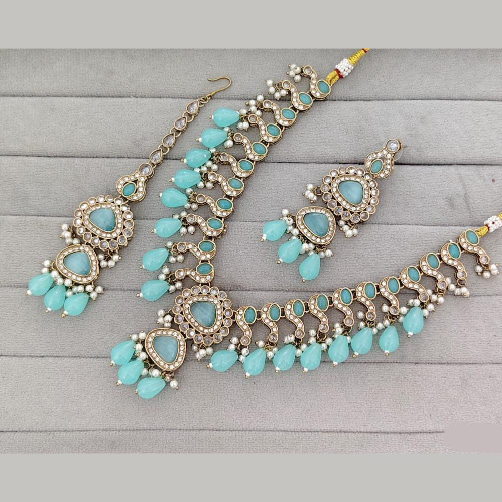 Rajwadi Collection Traditional Crystal Stone And Pearl Necklace Set
