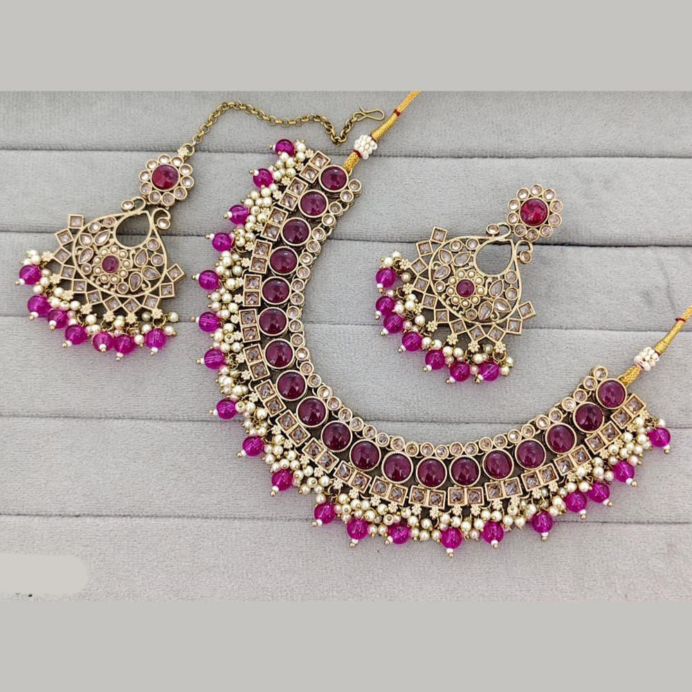 Rajwadi Collection Traditional Crystal Stone And Pearl Necklace Set