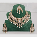 Rajwadi Collection Designer Pota Stone Pearl And Beads Choker Necklace Set