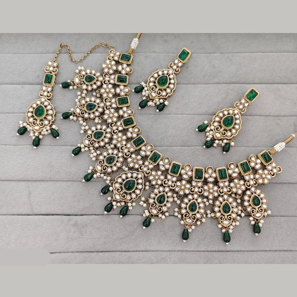 Rajwadi Collection Designer Pota Stone Pearl And Beads Necklace Set