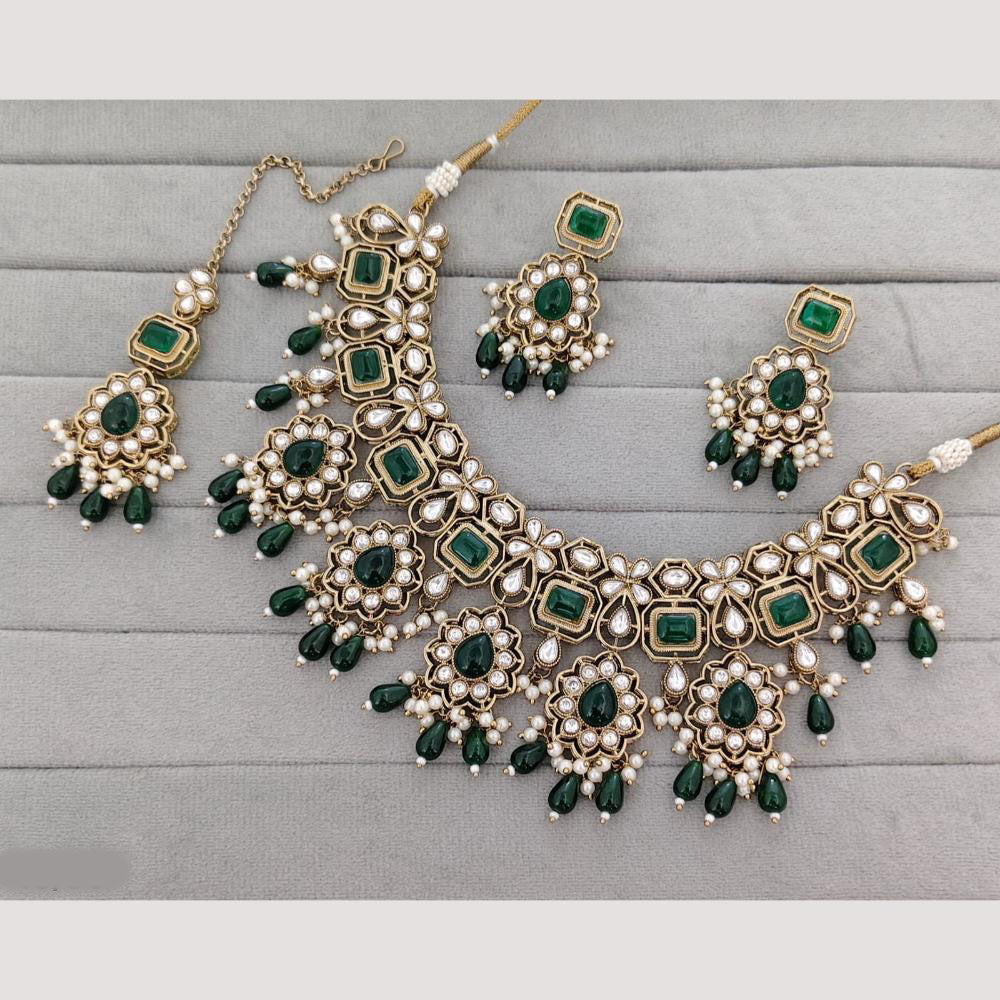 Rajwadi Collection Designer Pota Stone Pearl And Beads Necklace Set
