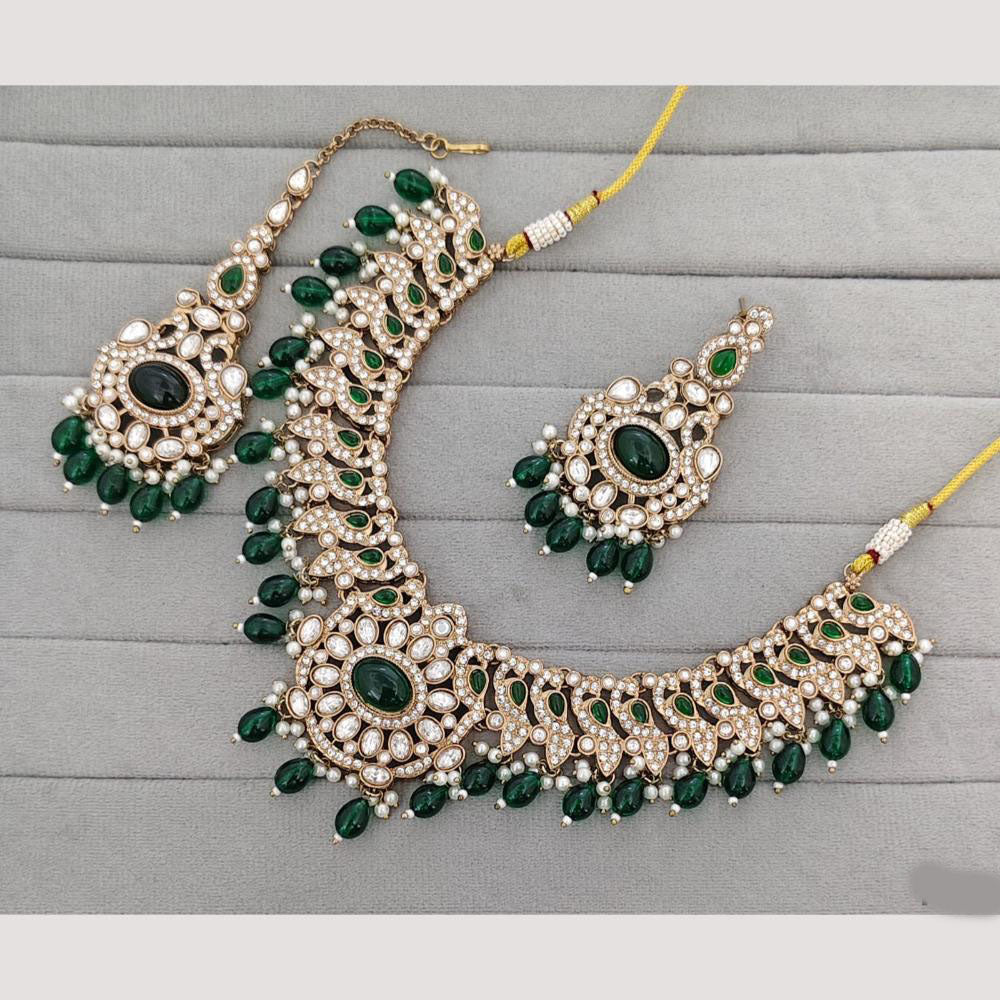 Rajwadi Collection Designer Pota Stone Pearl And Beads Necklace Set