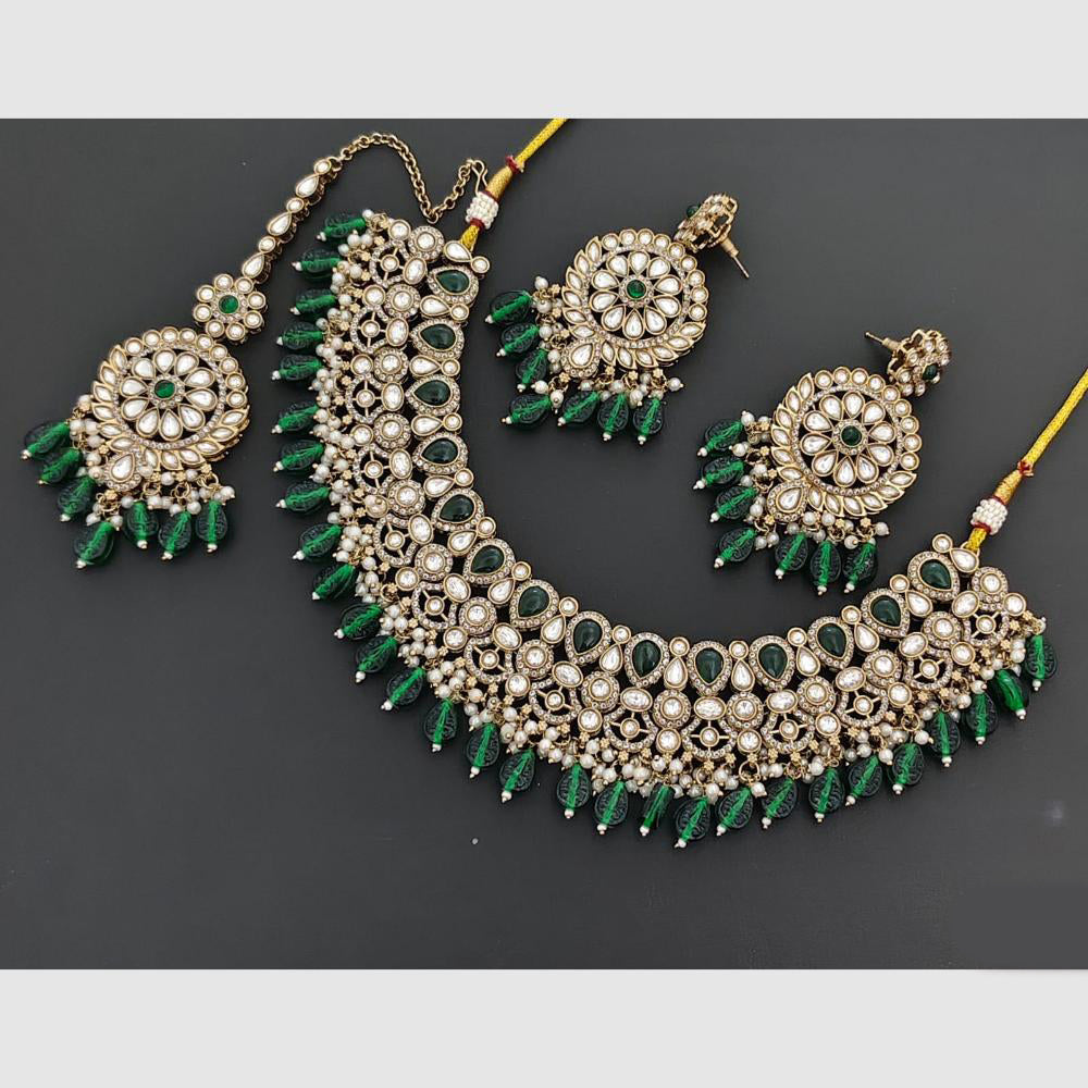 Rajwadi Collection Designer Pota Stone Pearl And Beads Necklace Set