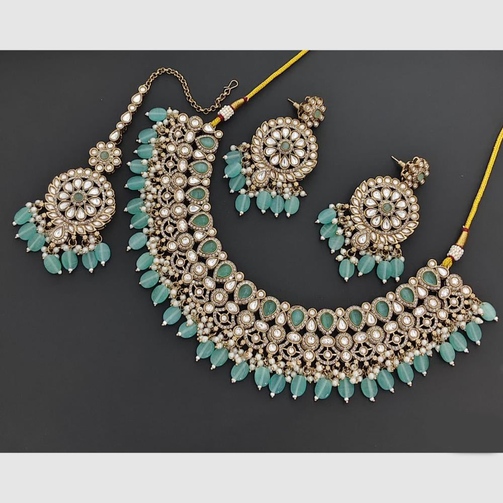 Rajwadi Collection Designer Pota Stone Pearl And Beads Necklace Set