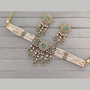 Rajwadi Collection Designer Pota Stone And Pearl Choker Necklace Set 