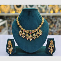 Rajwadi Collection Designer Pota Stone Pearl And Beads Necklace Set 