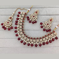 Rajwadi Collection Royal Kundan Pota Stone Pearl And Beads Necklace Set