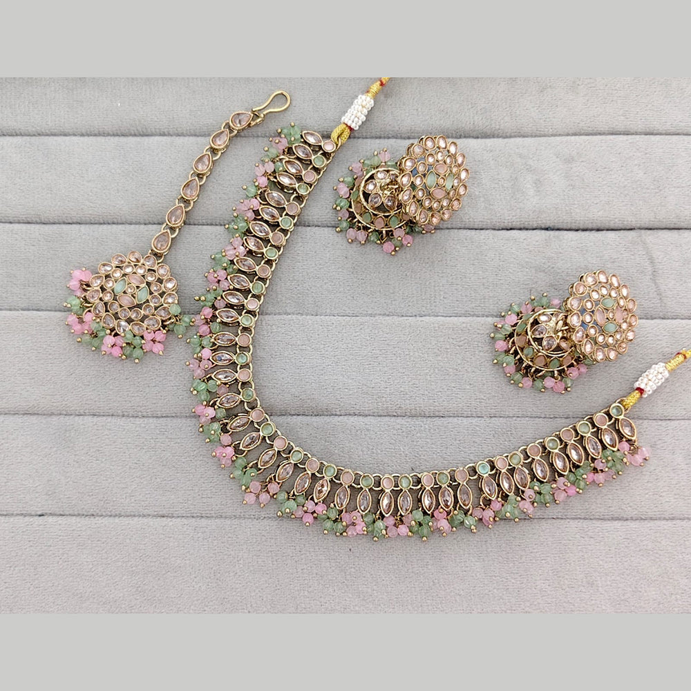 Rajwadi Collection Grand Crystal Stone And Pearl Festive Necklace Set