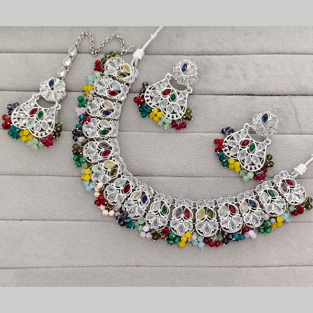 Rajwadi Collection Grand Crystal Stone And Pearl Festive Necklace Set