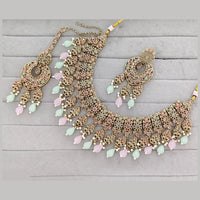 Rajwadi Collection Grand Crystal Stone Pearl And Beads Festive Necklace Set