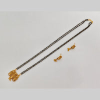 Rajwadi Collection Crystal Stone And Black Beads Traditional Mangalsutra