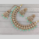 Rajwadi Collection Crystal Stone Pearl And Beads Statement Necklace Set