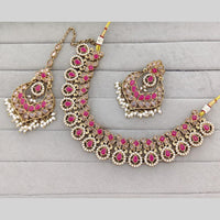 Rajwadi Collection Crystal Stone And Pearl Statement Necklace Set