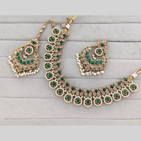 Rajwadi Collection Crystal Stone And Pearl Statement Necklace Set