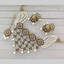Rajwadi Collection Crystal Stone And Pearl Statement Choker Necklace Set