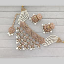 Rajwadi Collection Crystal Stone And Pearl Statement Choker Necklace Set