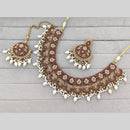 Rajwadi Collection Crystal Stone Pearl And Beads Statement Necklace Set