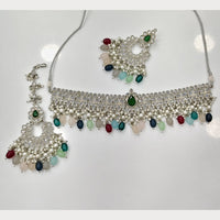 Rajwadi Grand Collection Crystal Stone And Beads Choker Necklace Set