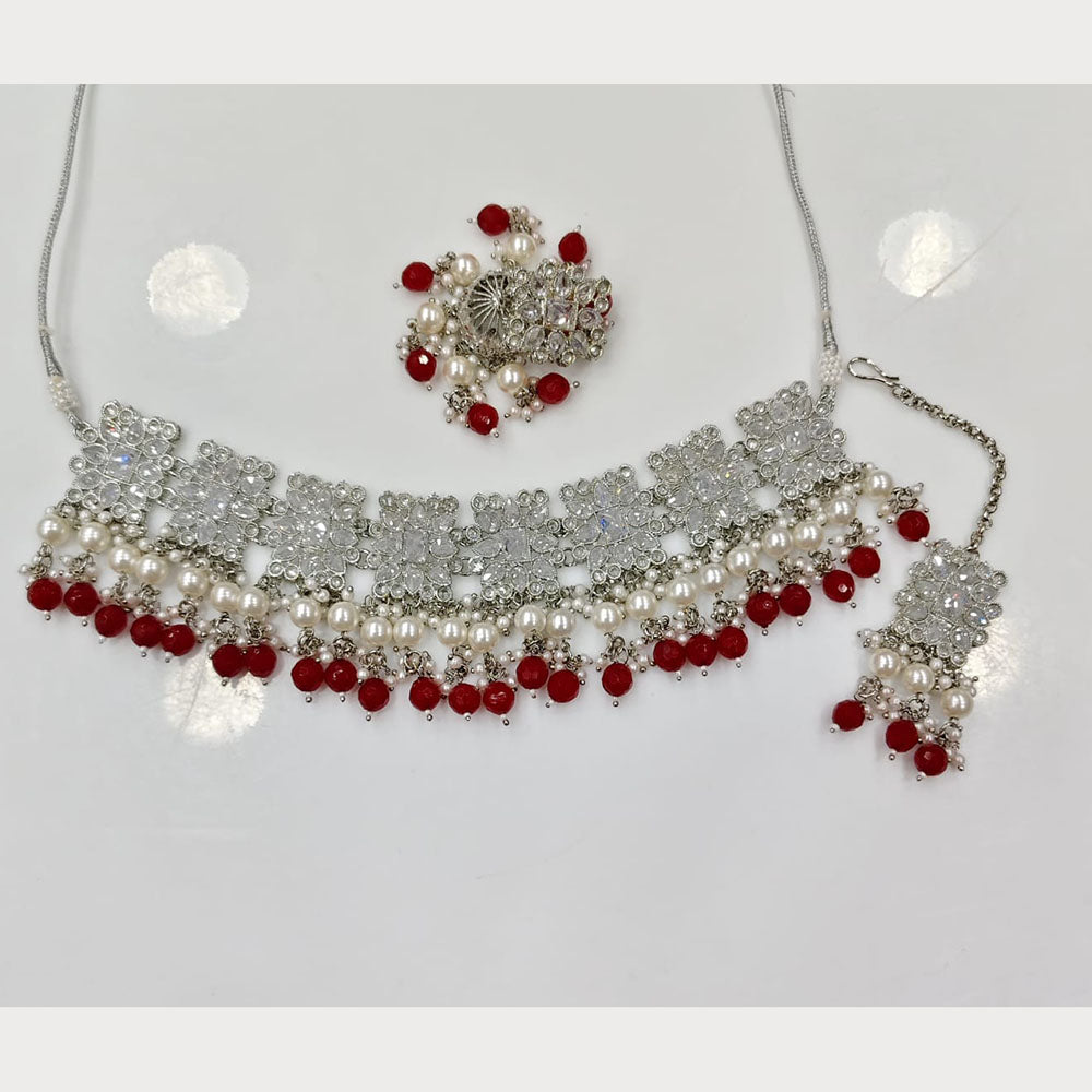 Rajwadi Grand Collection Crystal Stone And Beads Choker Necklace Set