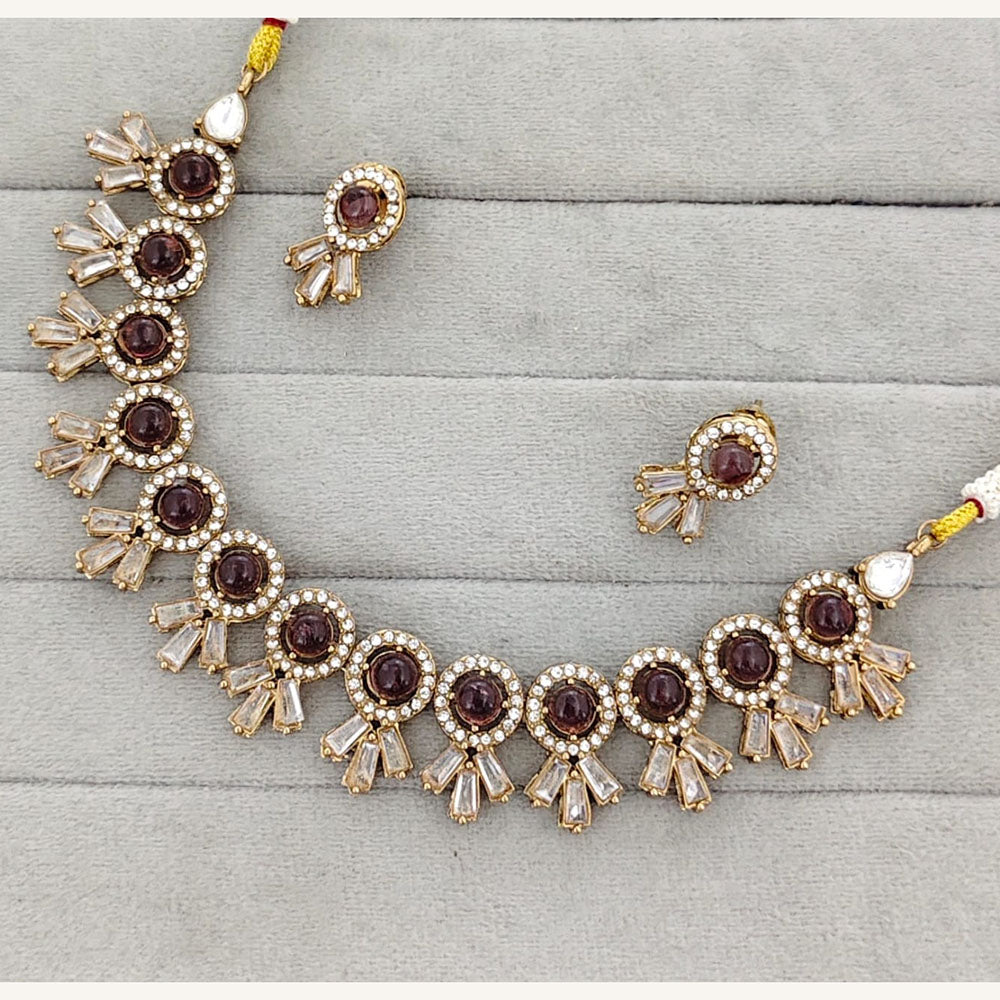 Rajwadi Collection Royal Pota And Crystal Stone Statement Necklace Set