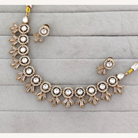 Rajwadi Collection Royal Pota And Crystal Stone Statement Necklace Set