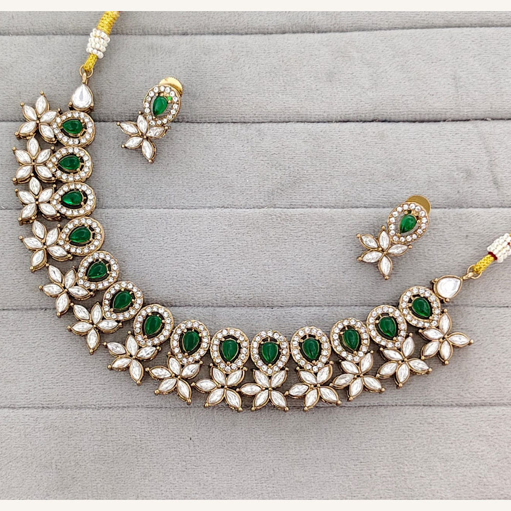 Rajwadi Collection Royal Pota And Crystal Stone Statement Necklace Set