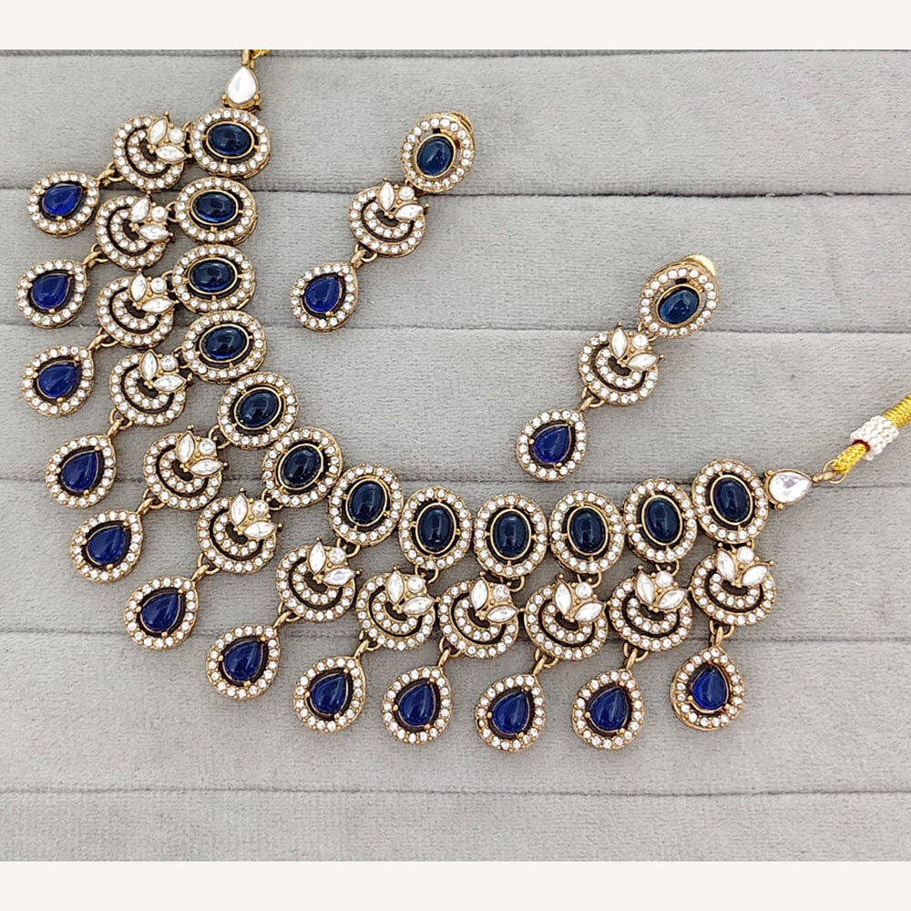 Rajwadi Collection Royal Pota And Crystal Stone Statement Necklace Set