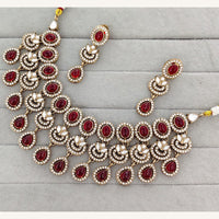 Rajwadi Collection Royal Pota And Crystal Stone Statement Necklace Set