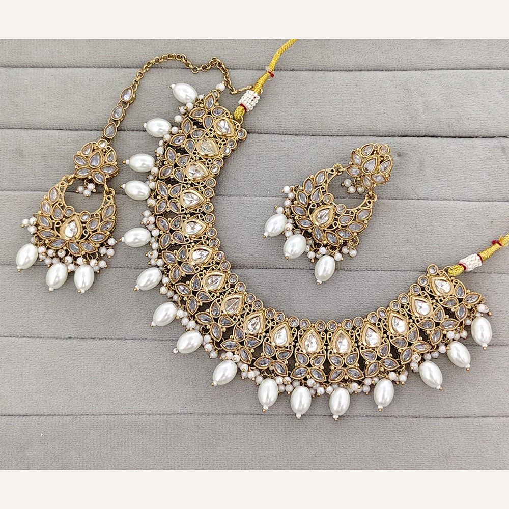 Rajwadi Collection Grand Crystal Stone And Beads Necklace Set