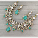 Rajwadi Collection Royal Pota Stone Statement Necklace Set