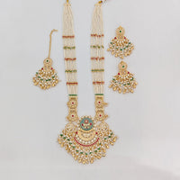 Rajwadi Collection Royal Pota Stone And Pearl Statement Long Necklace Set