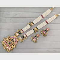 Rajwadi Collection Royal Pota Stone And Pearl Statement Long Necklace Set