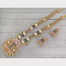 Rajwadi Collection Royal Pota Stone And Pearl Statement Long Necklace Set