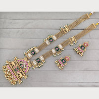 Rajwadi Collection Royal Pota Stone And Pearl Statement Long Necklace Set
