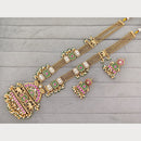 Rajwadi Collection Royal Pota Stone And Pearl Statement Long Necklace Set