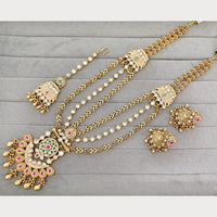 Rajwadi Collection Royal Pota Stone And Pearl Statement Long Necklace Set