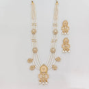 Rajwadi Collection Royal Pota Stone And Pearl Meenakari Long Necklace Set