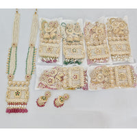 Rajwadi Collection Royal Pota Stone And Pearl Meenakari Long Necklace Set